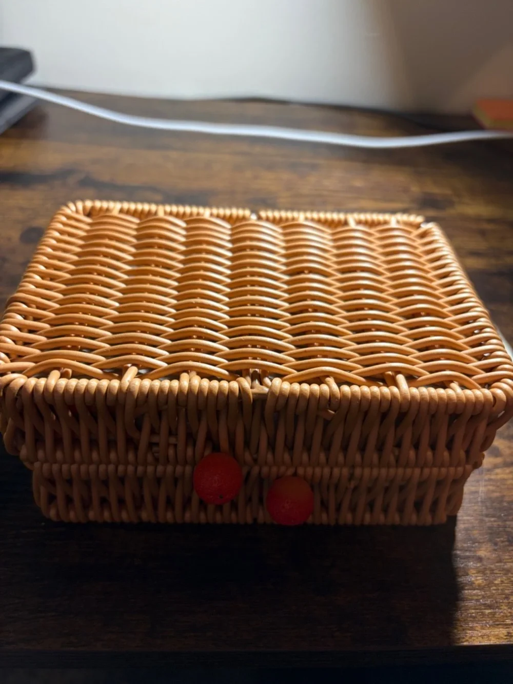 a new day Orange Gingham Wicker Jewelry Box